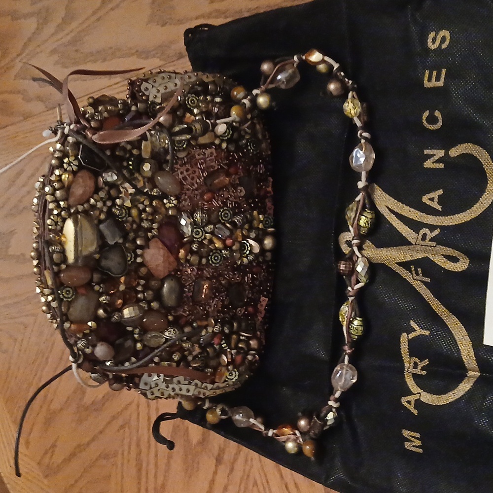 MARY FRANCES GILDED GOLD BEADED BAG